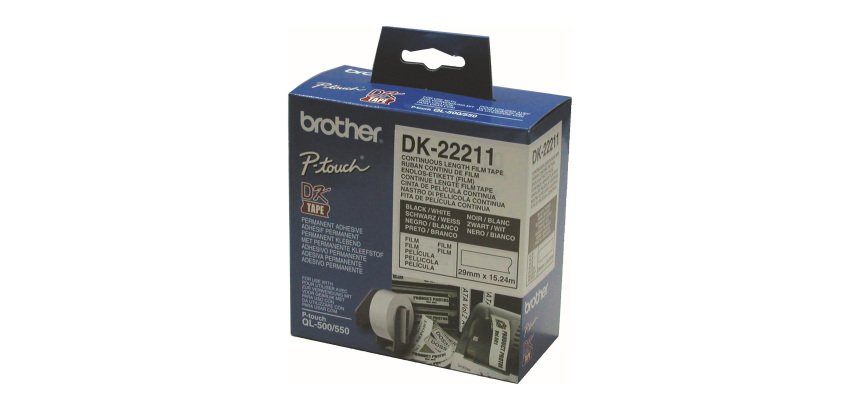 Etiquette papier noir sur blanc Brother DK22211 - Rouleau 29 mm x 15,24 m