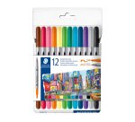 Feutre de coloriage double pointe Staedtler 3200 coloris assortis - Pochette de 12