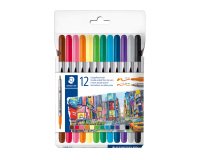 Feutre de coloriage double pointe Staedtler 3200 couleurs assorties - Pochette de 12