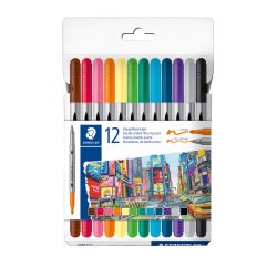 Filzstift mit doppelter Spitze Staedtler 3200, sortierte Farben - Packung mit 12 Stück