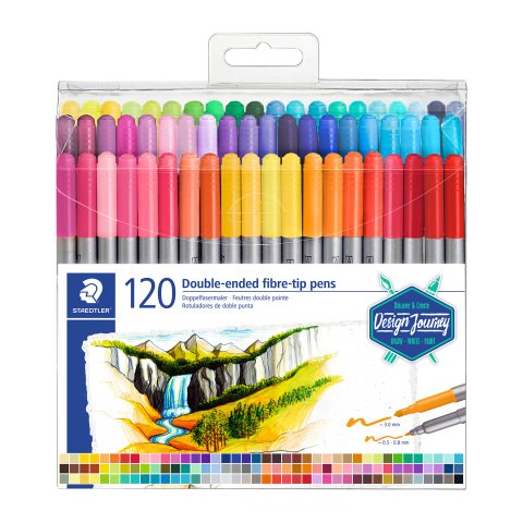 Marcadores de doble punta Staedtler Design Journey, 3200 colores surtidos (paquete de 120)