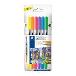 <font color="#000000"><p>Staedtler 3200 Assorted Neon Colors Double Tip Coloring Felt Pen - Pack of 6</p></font>