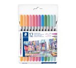 Filzstift mit doppelter Spitze Staedtler 3200 in verschiedenen Pastellfarben - Packung mit 12 Stück