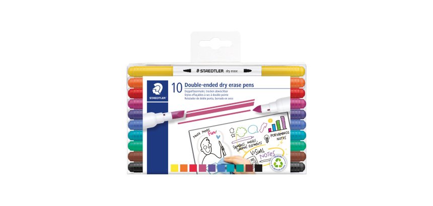Marqueur effaçable Staedtler 3010 double pointe  - Pochette de 10