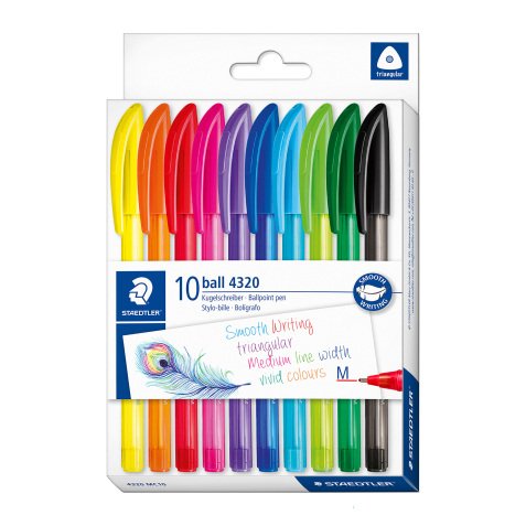 Balpen Staedtler 4230M met dop punt 1 mm medium schrijven - Set van 8
