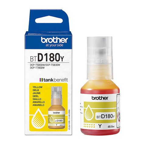 BROTHER Bidon d'encre BTD180 couleurs séparées pour imprimante à réservoir d'encre