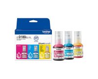 BROTHER Pack 3 bidons d'encre BTD180 cyan magenta jaune pour imprimante à réservoir d'encre