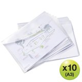 Pochette de rangement à bouton pression Rapesco A3 transparentes - Lot de 10