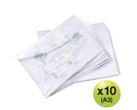Pochette de rangement à bouton pression Rapesco A3 transparentes - Lot de 10