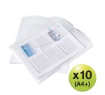 Pochette de rangement à bouton pression Rapesco A4+ transparentes - Lot de 10
