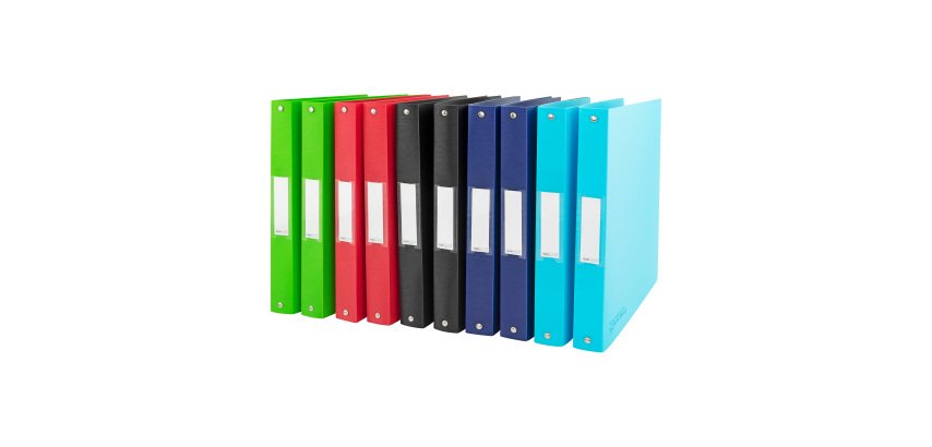 Binder 4 ring plasticized Rapesco A4 - Spine 3.5 cm assorted colors