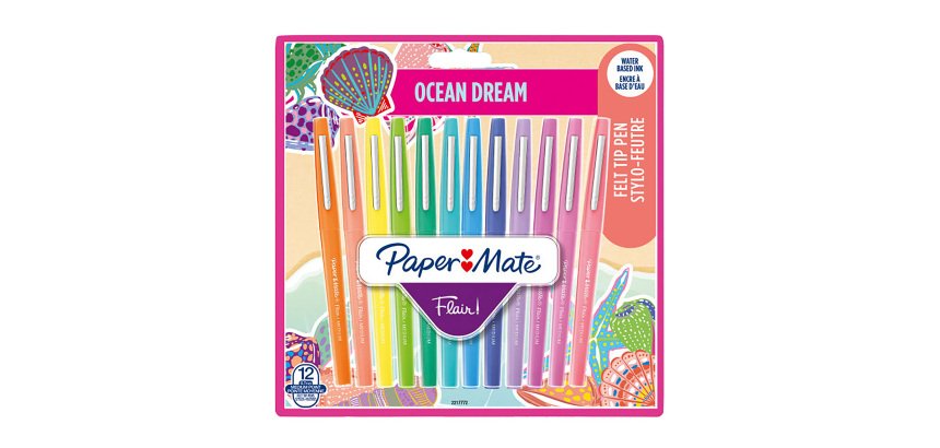 Stylo feutre Papermate Flair Ocean Dream écriture moyenne - Pochette de 12