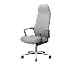 Poltrona direzionale Zuco Selvio base cromata e rivestimento in tessuto grigio chiaro