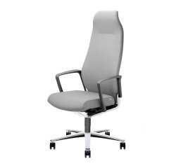 Poltrona direzionale Zuco Selvio base cromata e rivestimento in tessuto grigio chiaro