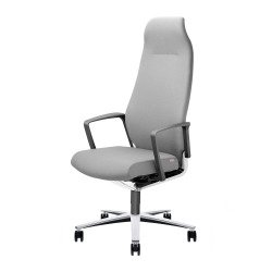 Poltrona direzionale Zuco Selvio base cromata e rivestimento in tessuto grigio chiaro
