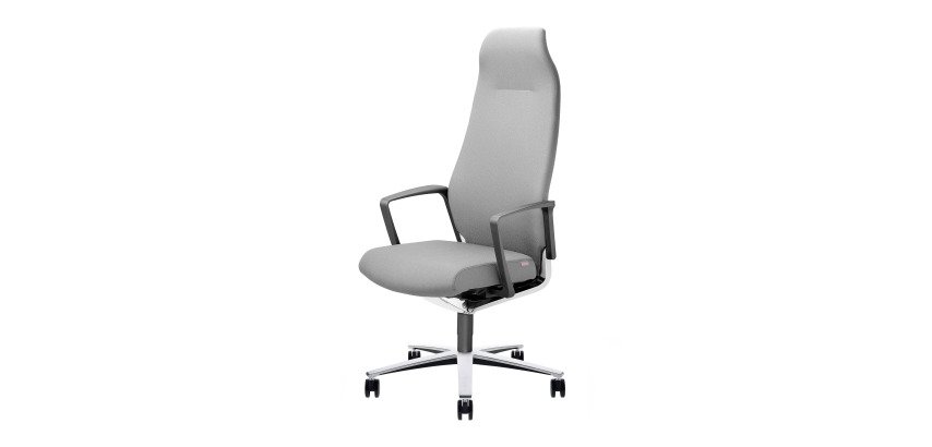 Poltrona direzionale Zuco Selvio base cromata e rivestimento in tessuto grigio chiaro