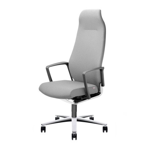 Poltrona direzionale Zuco Selvio base cromata e rivestimento in tessuto grigio chiaro