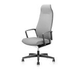 Poltrona direzionale Zuco Selvio base nera e rivestimento in tessuto grigio chiaro