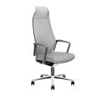 Poltrona direzionale Zuco Selvio Mesh base cromata rete grigio chiaro e seduta in tessuto grigio chiaro