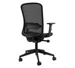 Sedia semidirezionale Shape Unisit con schienale e seduta in rete nera con braccioli 2D