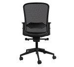 Sedia semidirezionale Shape Unisit con schienale e seduta in rete nera con braccioli 2D