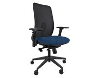 Sedia ergonomica Argo Unisit con schienale in rete nero seduta in tessuto blu