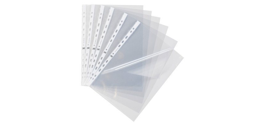 Pochettes perforées Oxford A4 polypropylène lisse 7/100e à ouverture en angle - Boîte de 100