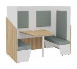 Alcôve acoustique Fokuus Duo 2 bancs côtés chêne naturel