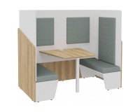 Alcôve acoustique Fokuus Duo 2 bancs côtés chêne naturel