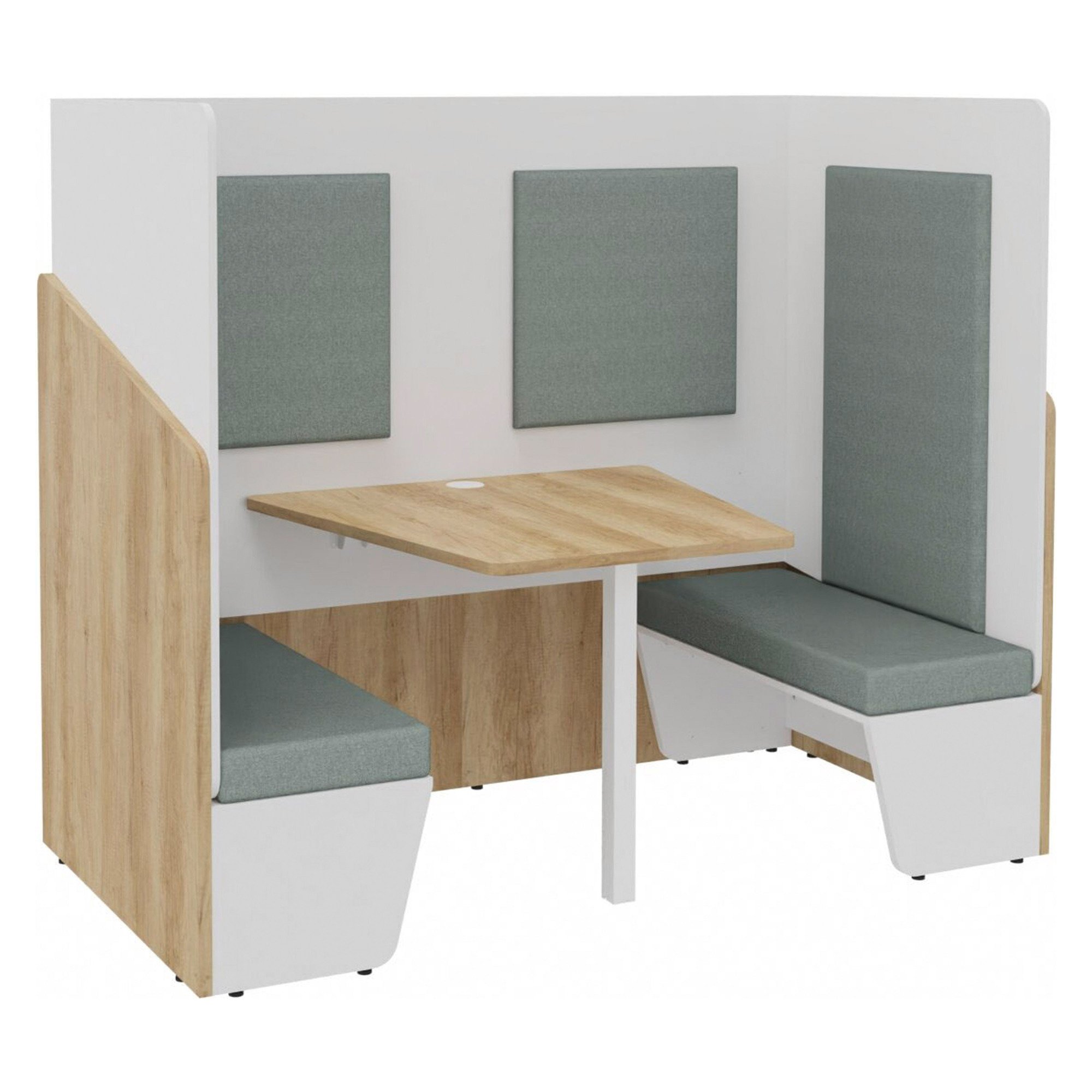 Alcôve acoustique- cabine de confidentialité Fokuus Duo Assise banc L 192 x P 100 x H 162 cm