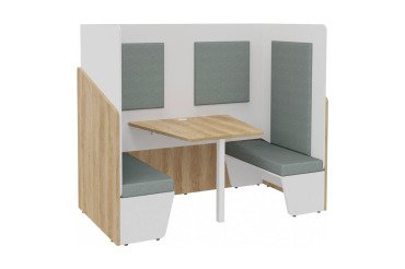 Acoustic alcove Fokuus Duo 2 benches natural oak sides