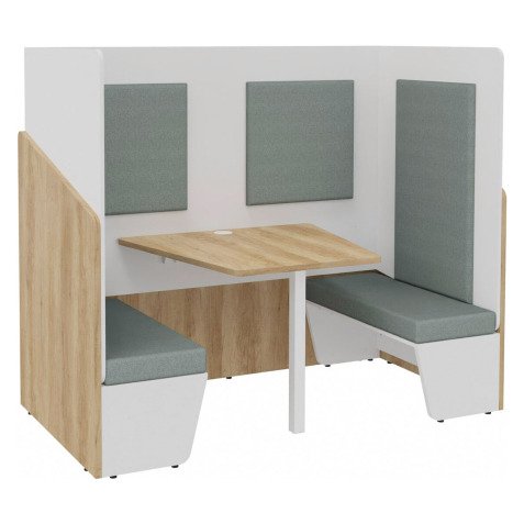 Alcôve acoustique- cabine de confidentialité Fokuus Duo Assise banc L 192 x P 100 x H 162 cm