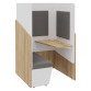 Geluidswerende Fokuus Solo zitbank met tafel aan de rechterkant L 100 x D 100 x H 162 cm natuurlijke eik