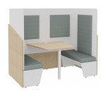 Alcôve acoustique- cabine de confidentialité Fokuus Duo Assise banc L 192 x P 100 x H 162 cm