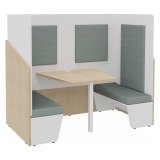 Alcôve acoustique- cabine de confidentialité Fokuus Duo Assise banc L 192 x P 100 x H 162 cm