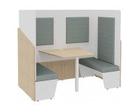 Alkoven-Akustik-Kabine Fokuus Duo Sitzbank mit Privatsphäre L 192 x T 100 x H 162 cm heller Eichenholz