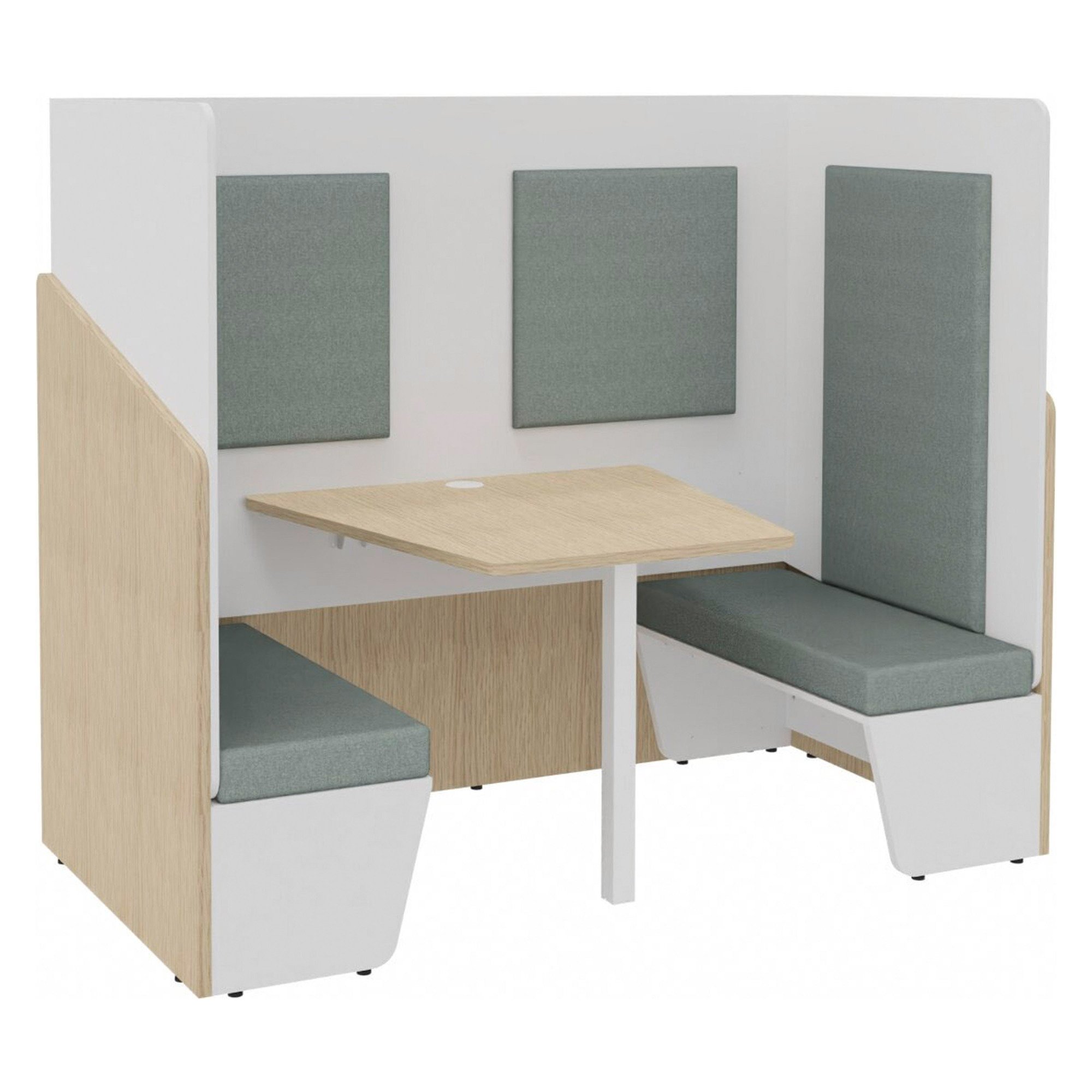 Alcôve acoustique- cabine de confidentialité Fokuus Duo Assise banc L 192 x P 100 x H 162 cm