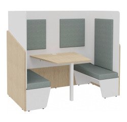 Alcôve acoustique- cabine de confidentialité Fokuus Duo Assise banc L 192 x P 100 x H 162 cm