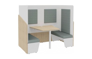 Alcôve acoustique- cabine de confidentialité Fokuus Duo Assise banc L 192 x P 100 x H 162 cm
