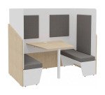 Alcôve acoustique Fokuus Duo 2 bancs côtés chêne clair