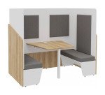 Alcôve acoustique Fokuus Duo 2 bancs côtés chêne naturel