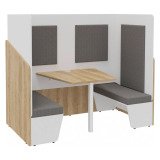 Alcôve acoustique- cabine de confidentialité Fokuus Duo Assise banc L 192 x P 100 x H 162 cm