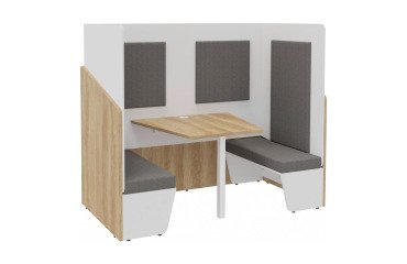 Acoustic alcove Fokuus Duo 2 benches natural oak sides
