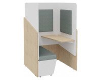 Acoustic alcove Fokuus Solo Bench seat with right-hand side tablet W 100 x D 100 x H 162 cm light oak