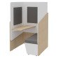 Geluidswerende alkoof Fokuus Solo zitbank met linkerplank L 100 x D 100 x H 162 cm lichte eik