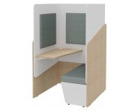 Acoustic alcove Fokuus Solo Bench seat with left shelf W 100 x D 100 x H 162 cm light oak