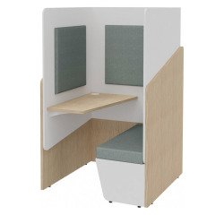 Acoustic alcove Fokuus Solo Bench seat with left shelf W 100 x D 100 x H 162 cm light oak