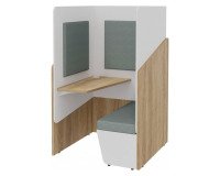 Alkovenakustik Fokuus Solo Sitzbank mit Ablage links B 100 x T 100 x H 162 cm Eiche natur