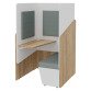 Alcôve acoustique Fokuus Solo Assise banc avec tablette à gauche L 100 x P 100 x H 162 cm chêne naturel