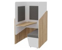 Alkovenakustik Fokuus Solo Sitzbank mit Ablage links B 100 x T 100 x H 162 cm Eiche natur